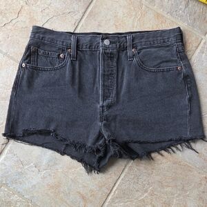 Levi's 501 Black Denim Cut Off Shorts Grunge Indie Sleaze